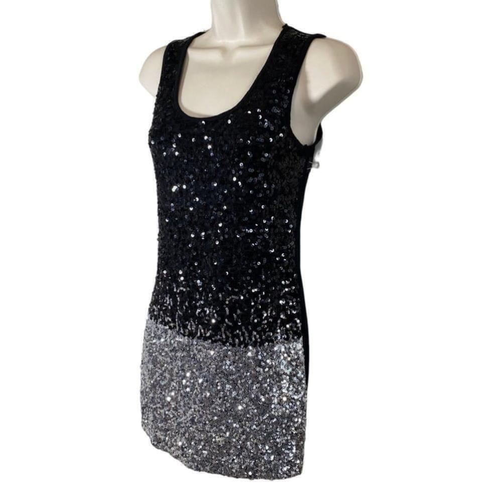 belldini - black/silver sequin fitted mini dress - Picture 3 of 8